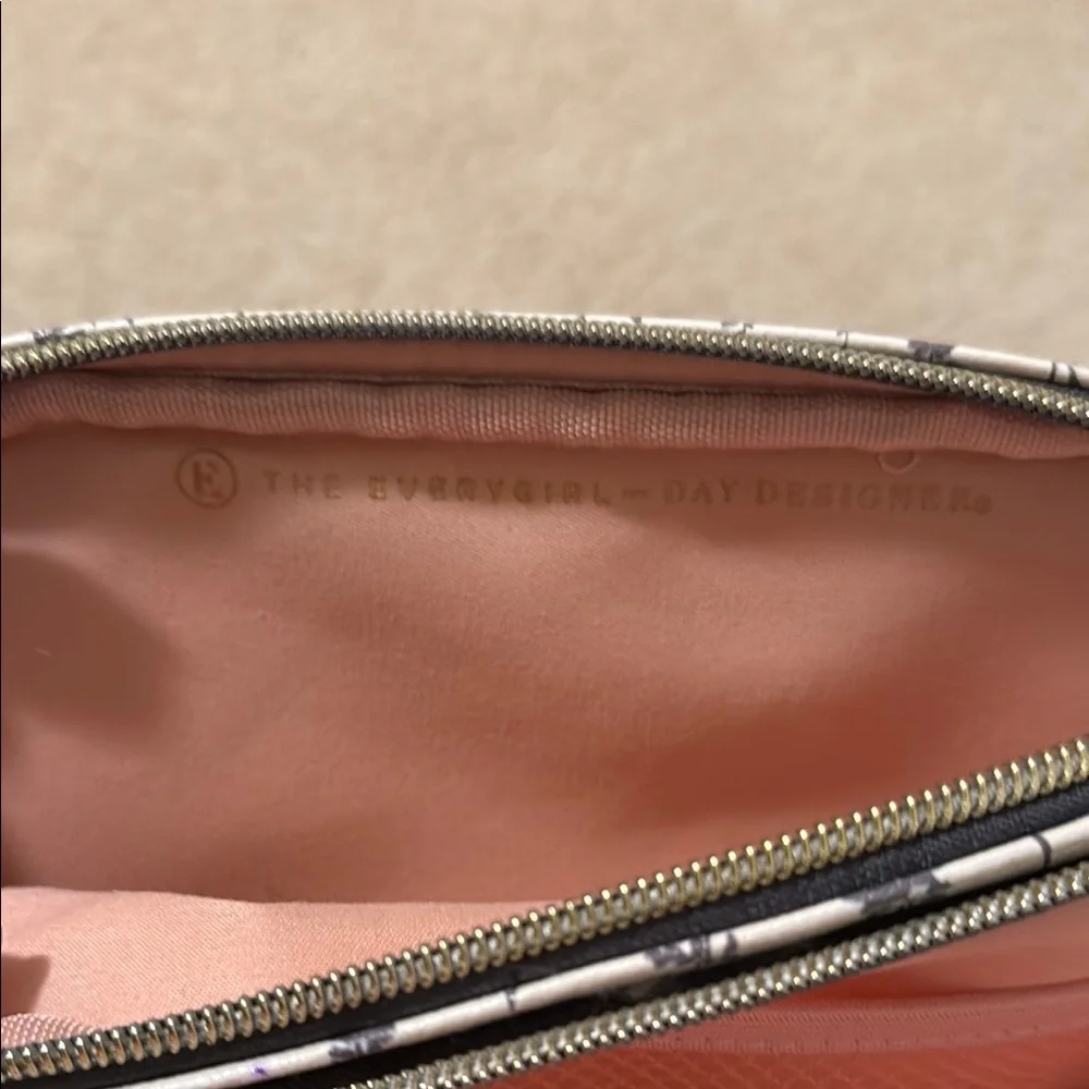 Pencil/Make-Up Case White with Black Floral Design